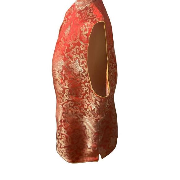 Asian Red and Gold Vintage 100% Silk Sleeveless Vest Size XXL - Picture 8 of 13